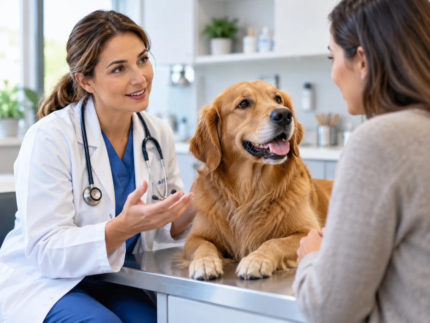 Veterinary consultation with a pet